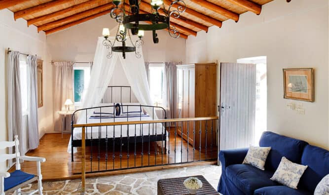 Open plan bedroom Stone House