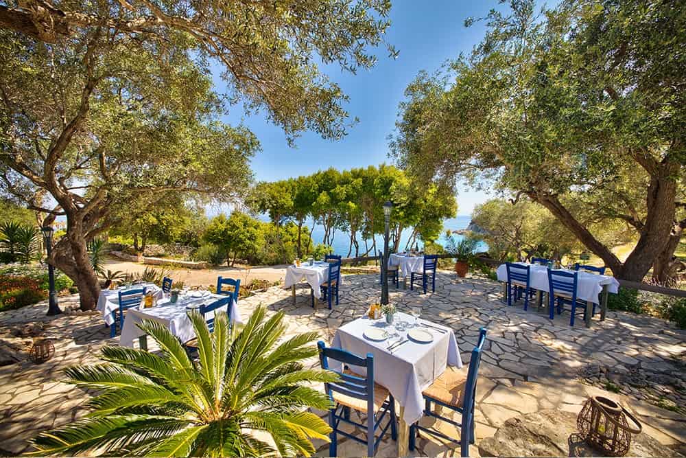 Restaurant For Dinner Inside The Olive Grove Glyfada Beach Villas