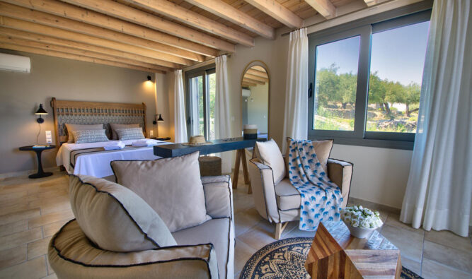 Luxury Glyfada Bay Villa 2 - Master Bedroom Sitting Area With Garden View