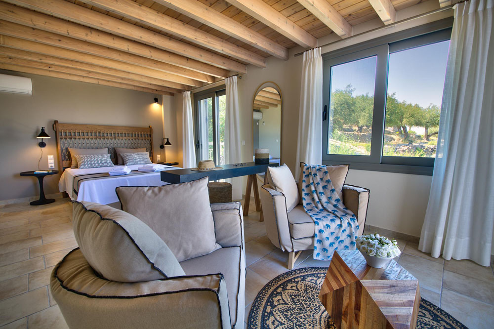 Luxury Glyfada Bay Villa 2 - Master Bedroom sitting area with Garden view